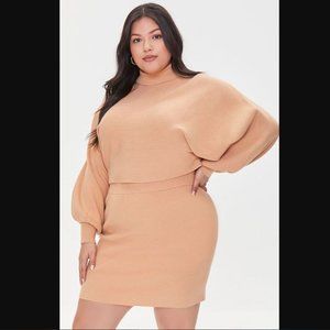 Plus Size Sweater-Knit Top & Skirt Set